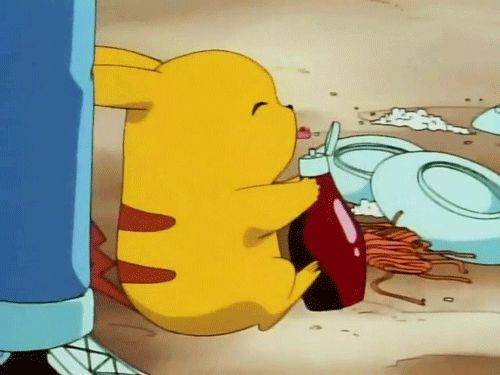 image of pikachu eating ketchup