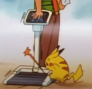 pikachu kicking a treadmill