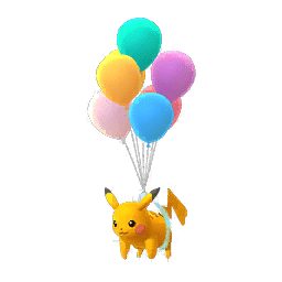 image of pikachu floating by balloons